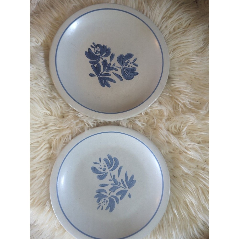 Pfaltzgraff Yorktowne Set Of 2 Ceramic Dinner Plates Cream Blue  Floral 10"